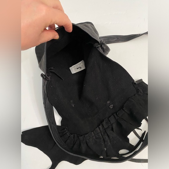 ERDA Vtg Handmade Deer- hide Shoulder crossbody Black purse Unique & stylish - Picture 12 of 16